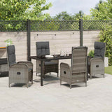 Set da Pranzo per Giardino con cuscino 5 pcs Grigio polyrattan