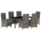 Set da Pranzo per Giardino con cuscino 7 pcs Grigio polyrattan