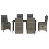 Set da Pranzo per Giardino con cuscino 7 pcs Grigio polyrattan