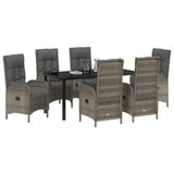 Set da Pranzo per Giardino con cuscino 7 pcs Grigio polyrattan