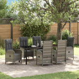 Set da Pranzo per Giardino con cuscino 7 pcs Grigio polyrattan