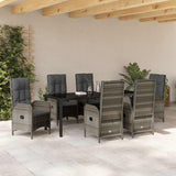 Set da Pranzo per Giardino con cuscino 7 pcs Grigio polyrattan