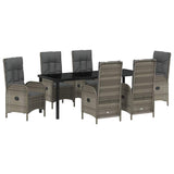 Set da Pranzo per Giardino con cuscino 7 pcs Grigio polyrattan