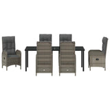 Set da Pranzo per Giardino con cuscino 7 pcs Grigio polyrattan