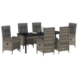 Set da Pranzo per Giardino con cuscino 7 pcs Grigio polyrattan