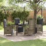 Set da Pranzo per Giardino con cuscino 5 pcs Grigio polyrattan