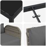 Set da Pranzo per Giardino con cuscino 7 pcs Grigio polyrattan