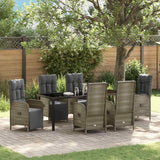Set da Pranzo per Giardino con cuscino 7 pcs Grigio polyrattan