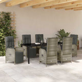 Set da Pranzo per Giardino con cuscino 7 pcs Grigio polyrattan