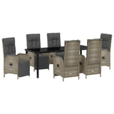 Set da Pranzo per Giardino con cuscino 7 pcs Grigio polyrattan