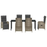 Set da Pranzo per Giardino con cuscino 7 pcs Grigio polyrattan