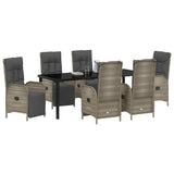 Set da Pranzo per Giardino con cuscino 7 pcs Grigio polyrattan