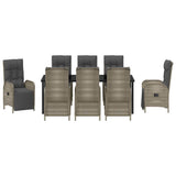 Set da Pranzo per Giardino con cuscino 9 pcs Grigio polyrattan