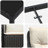 Set da Pranzo per Giardino con cuscino 5 pcs Nero polyrattan