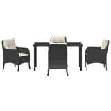 Set da Pranzo per Giardino con cuscino 5 pcs Nero polyrattan