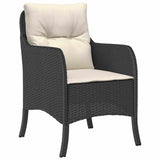 Set da Pranzo per Giardino con cuscino 7 pcs Nero polyrattan