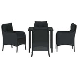 Set da Pranzo per Giardino con cuscino 5 pcs Nero polyrattan
