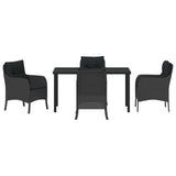 Set da Pranzo per Giardino con cuscino 5 pcs Nero polyrattan