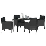 Set da Pranzo per Giardino con cuscino 5 pcs Nero polyrattan