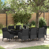 Set da Pranzo per Giardino con cuscino 9 pcs Nero polyrattan