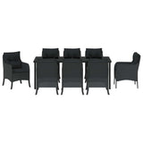 Set da Pranzo per Giardino con cuscino 9 pcs Nero polyrattan