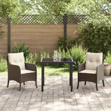 Set da Pranzo per Giardino con cuscino 3 pcs Marrone polyrattan