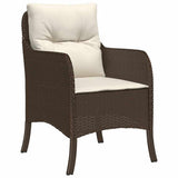 Set da Pranzo per Giardino con cuscino 5 pcs Marrone polyrattan