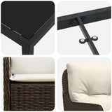 Set da Pranzo per Giardino con cuscino 5 pcs Marrone polyrattan
