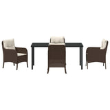 Set da Pranzo per Giardino con cuscino 5 pcs Marrone polyrattan