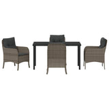 Set da Pranzo per Giardino con cuscino 5 pcs Grigio polyrattan