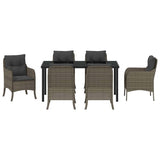Set da Pranzo per Giardino con cuscino 7 pcs Grigio polyrattan