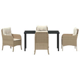 Set da Pranzo per Giardino con cuscino 5 pcs Beige polyrattan