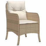 Set da Pranzo per Giardino con cuscino 9 pcs Beige polyrattan