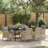 Set da Pranzo per Giardino con cuscino 7 pcs Beige polyrattan