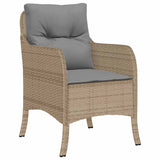 Set da Pranzo per Giardino con cuscino 9 pcs Beige polyrattan