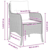 Set da Pranzo per Giardino con cuscino 9 pcs Beige polyrattan