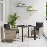 Set da Pranzo per Giardino 3 pcs Grigio chiaro polyrattan