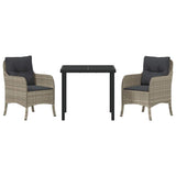 Set da Pranzo per Giardino 3 pcs Grigio chiaro polyrattan