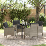 Set da Pranzo per Giardino 5 pcs Grigio chiaro polyrattan