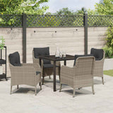 Set da Pranzo per Giardino 5 pcs Grigio chiaro polyrattan