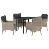 Set da Pranzo per Giardino 5 pcs Grigio chiaro polyrattan