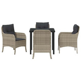 Set da Pranzo per Giardino 5 pcs Grigio chiaro polyrattan