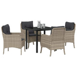 Set da Pranzo per Giardino 5 pcs Grigio chiaro polyrattan