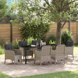 Set da Pranzo per Giardino 7 pcs Grigio chiaro polyrattan