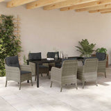 Set da Pranzo per Giardino 7 pcs Grigio chiaro polyrattan
