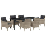 Set da Pranzo per Giardino 7 pcs Grigio chiaro polyrattan