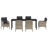 Set da Pranzo per Giardino 7 pcs Grigio chiaro polyrattan