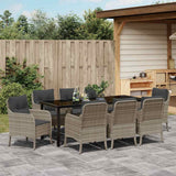 Set da Pranzo per Giardino 9 pcs Grigio chiaro polyrattan