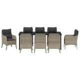 Set da Pranzo per Giardino 9 pcs Grigio chiaro polyrattan
