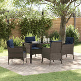 Set da Pranzo per Giardino con cuscino 5 pcs Grigio polyrattan